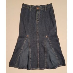 Manager Women's Long Denim Long Skirt‎ with Flare Size 26 Front Zipper/Button